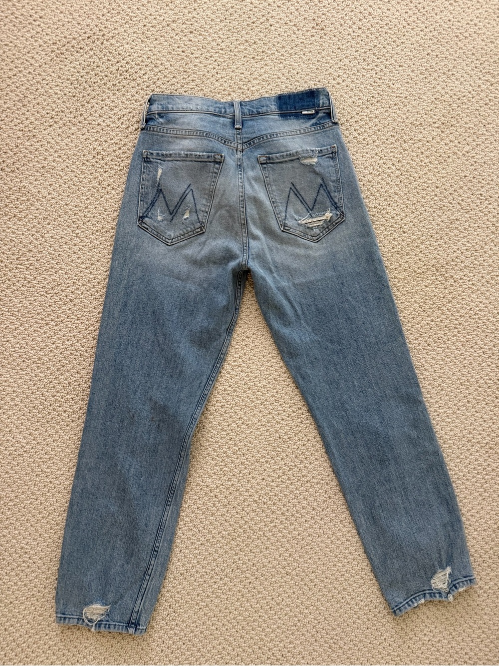 MOTHER Relaxed Distressed Light Blue Denim Jeans